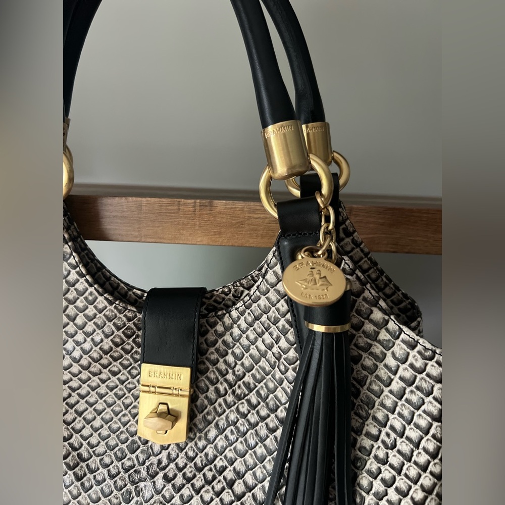 Brahmin Elisa Snake Print Hobo Shoulder Bag - Picture 5 of 10